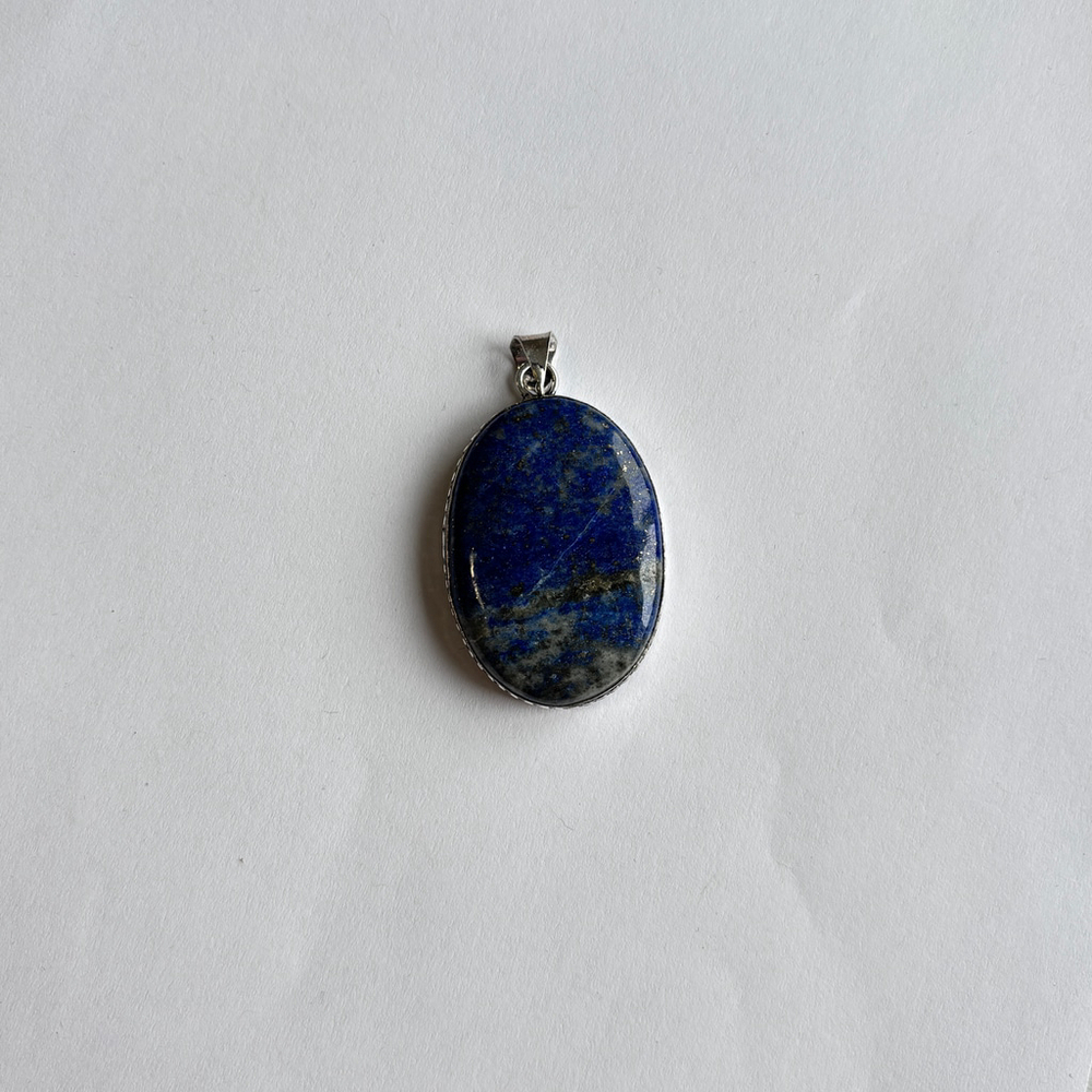 925 Silver Plated Lapis Lazuli 2" Pendant Semi-Precious Jewelry NWT - Picture 5 of 5